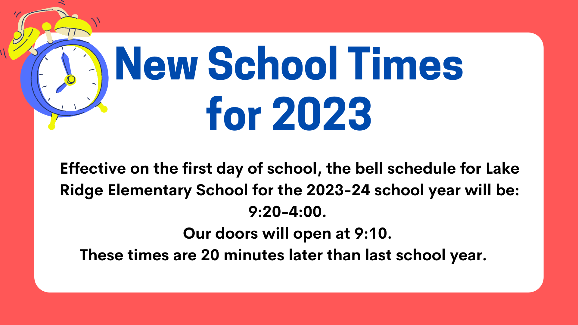 New School Hours for 2023